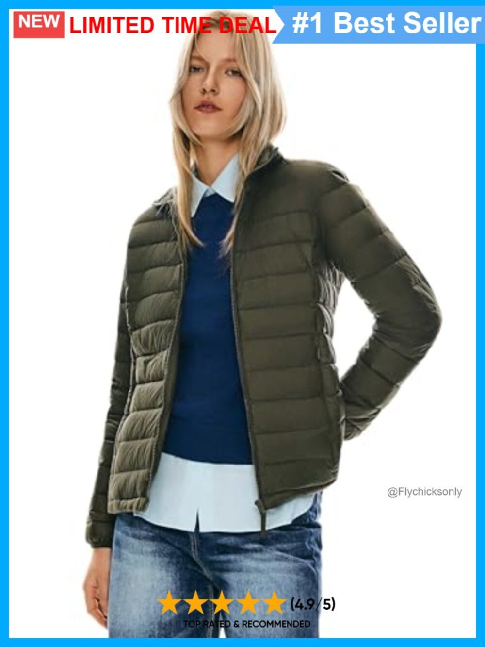Women's Lightweight Packable Down Puffer Jacket Stand Collar Quilted Coat